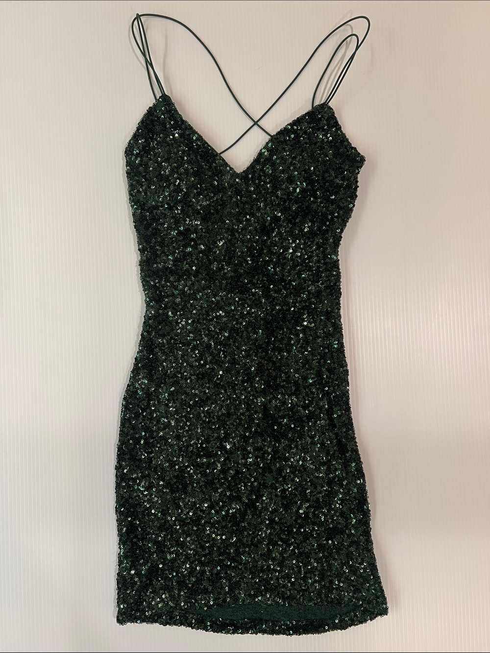 B Darlin Women’s Green Sequin Spaghetti-Strap Dress in Size X-Small